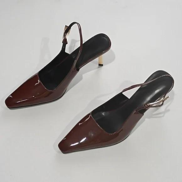 Iiimmu Chic Brown Slingback Heels Size 10 - Picture 12 of 14